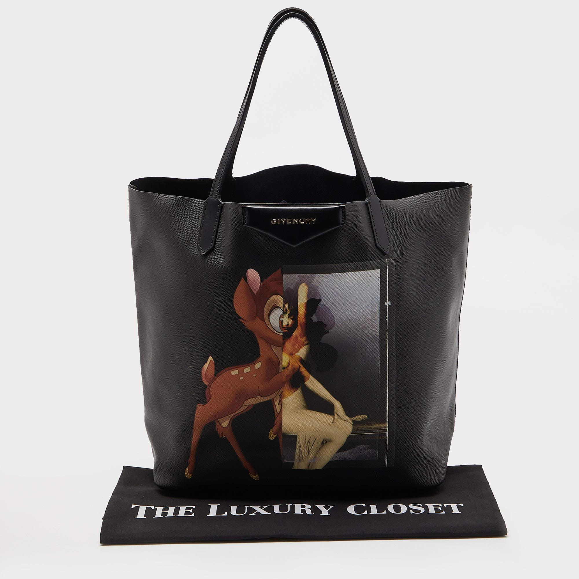 Givenchy Black Bambi Print Coated Canvas and Leather Antigona Shopper Tote 8