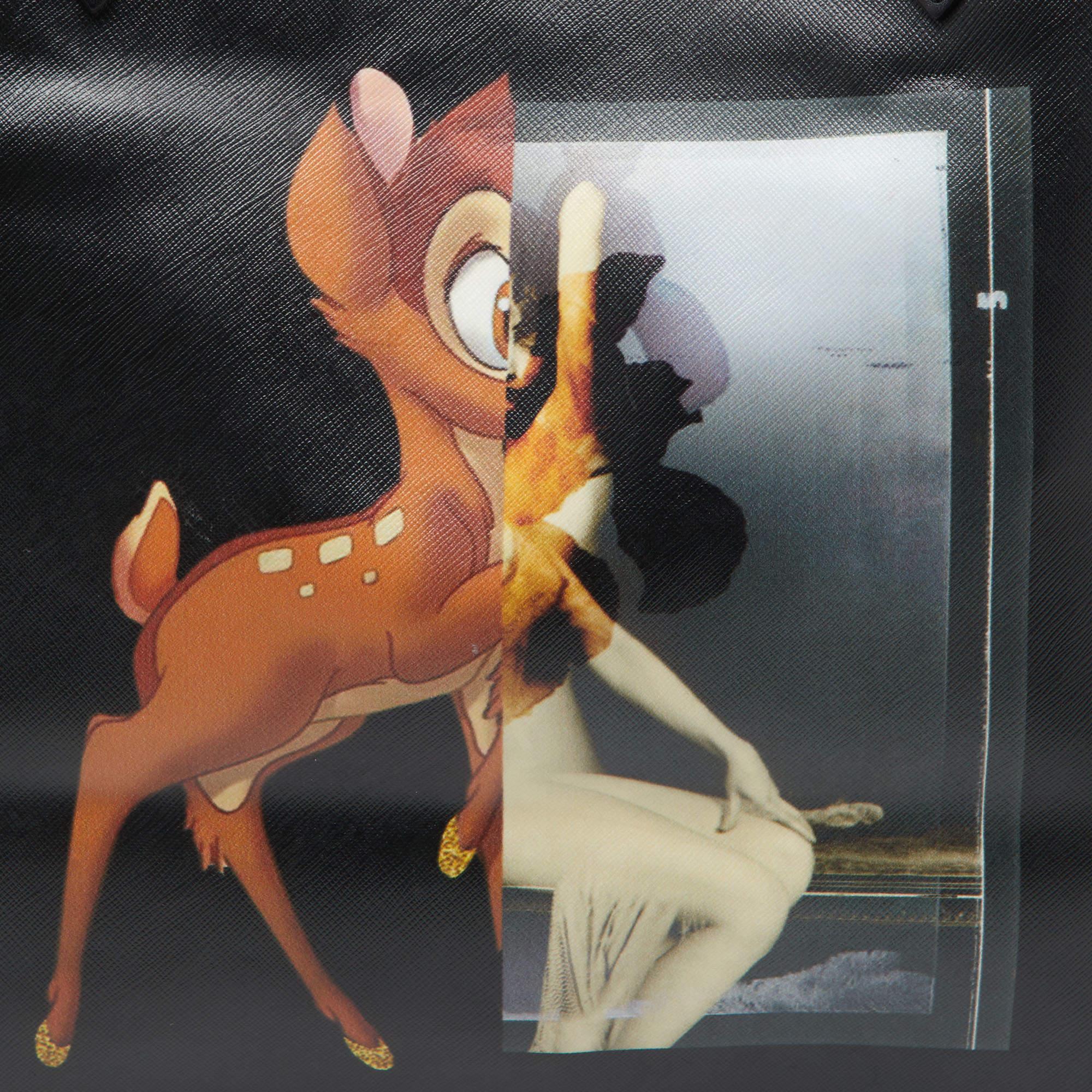 Givenchy Schwarzer Bambi-Druck aus beschichtetem Canvas und Leder Antigona Shopper Tote im Angebot 5