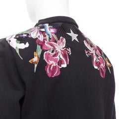 GIVENCHY black Bird of Paradise tropical embroidery cotton sweatshirt S