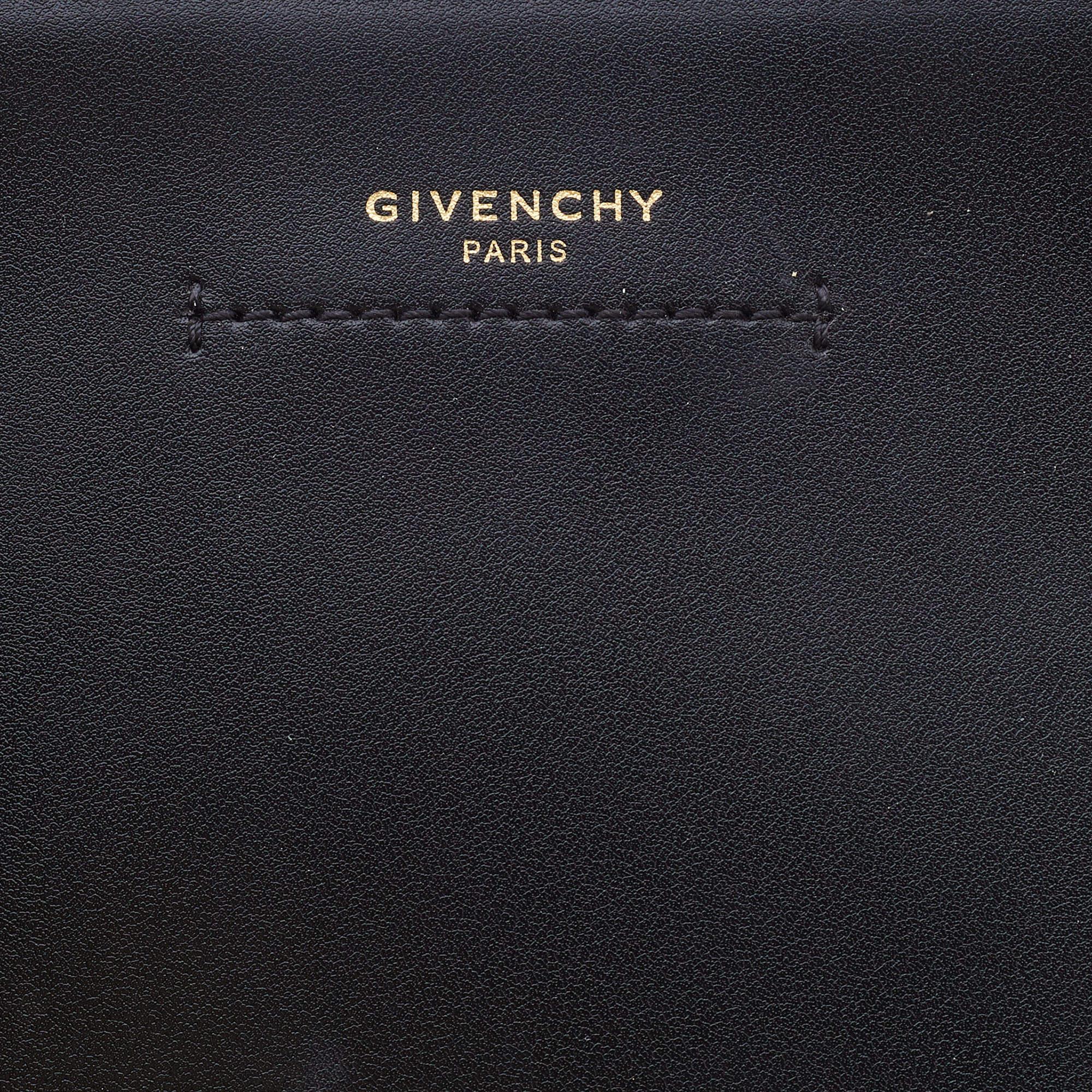 Women's Givenchy Black/Blue Leather Floral Print Logo Tote