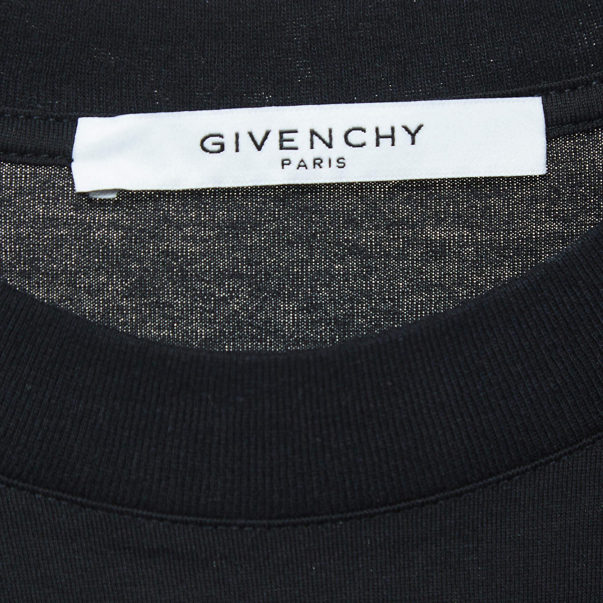 Givenchy Black Blurred Logo Print Half Sleeve T-Shirt L en vente 1