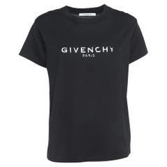 Used Givenchy Black Blurred Logo Print Half Sleeve T-Shirt L