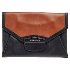 Givenchy Black/Brown Leather Antigona Envelope Clutch