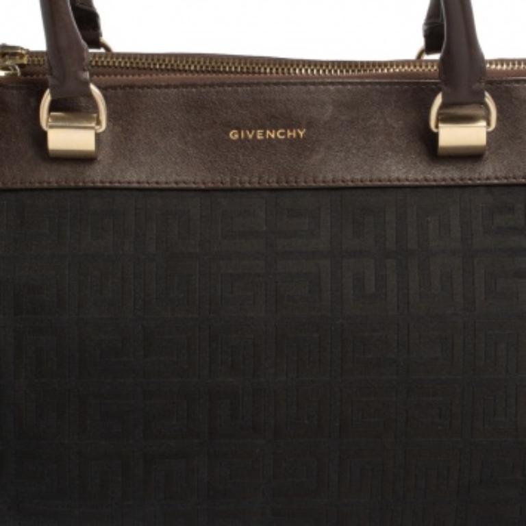 Givenchy Black/Brown Monogram Canvas and Leather Tote For Sale 4