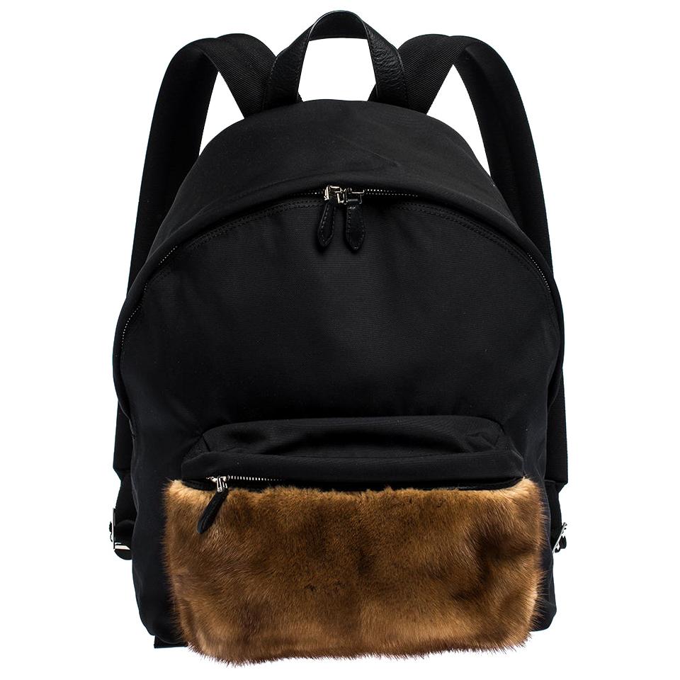 Givenchy Black/Brown Nylon and Calfhair Backpack