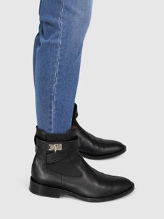 Givenchy Black Buckle Detail Leather Ankle Boots Size IT 38.5