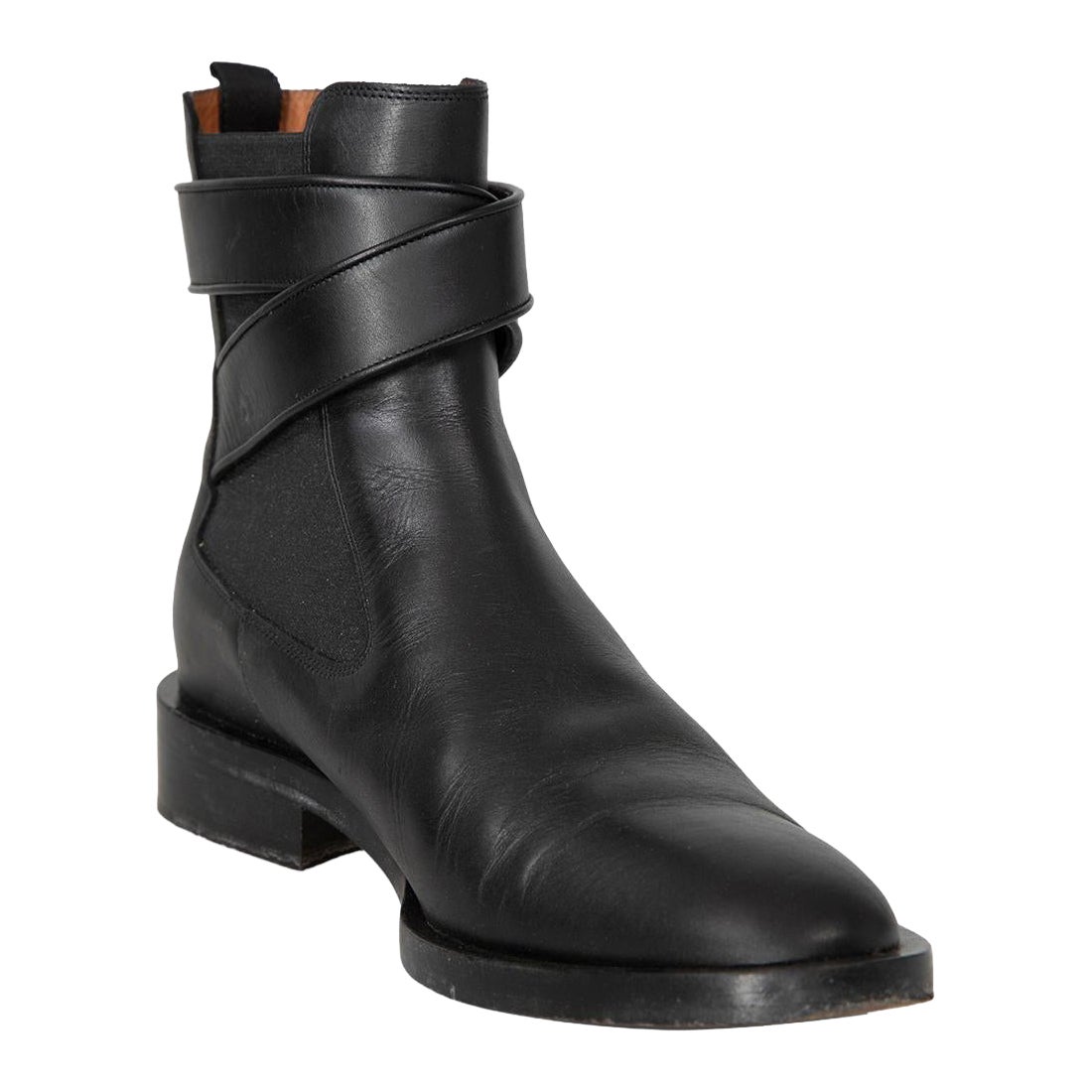 Givenchy Black Buckle Detail Leather Ankle Boots Size IT 38.5