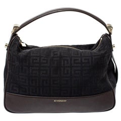 Givenchy Black/Cacao Monogram Canvas and Leather Zip Hobo