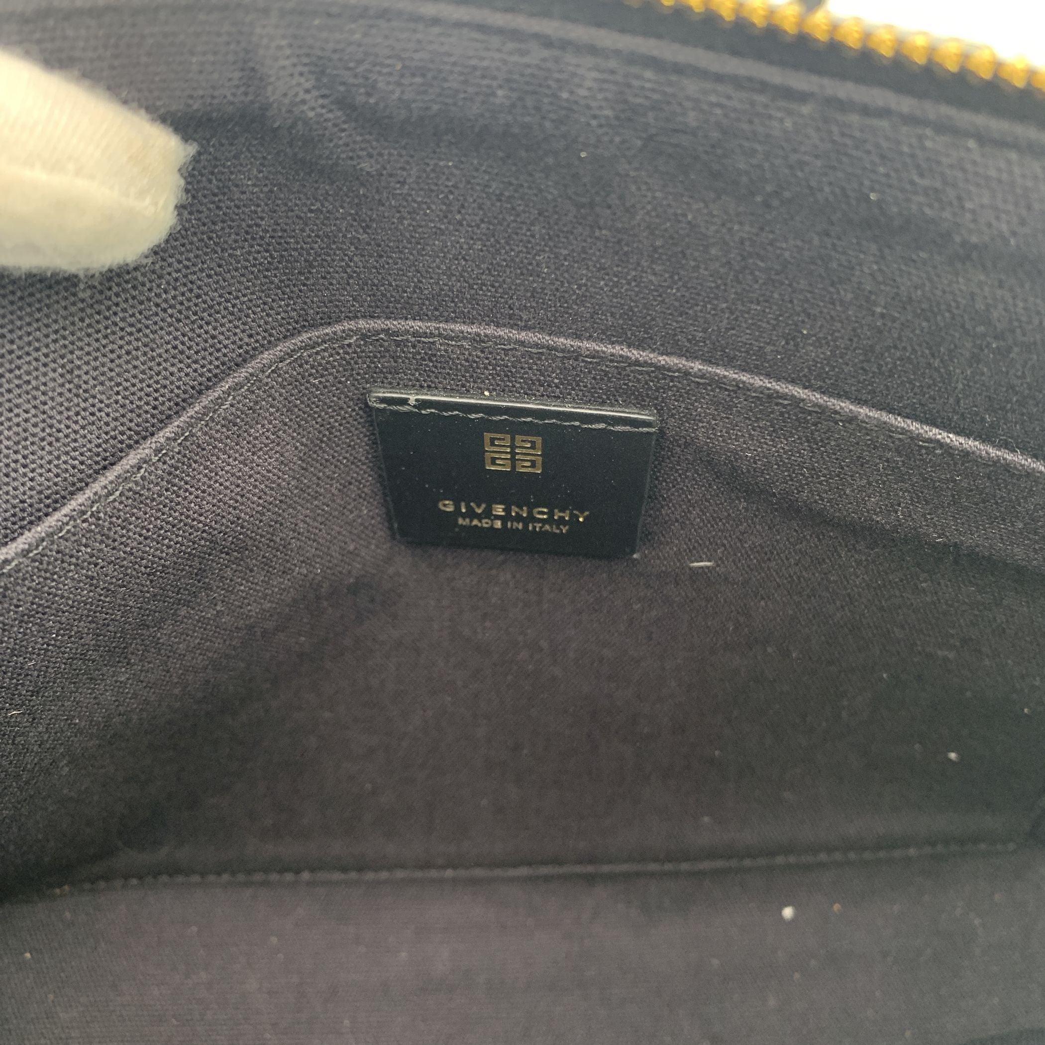 Women's Givenchy Black Canvas Logo Pochette Clutch Wrist Bag Purse For Sale