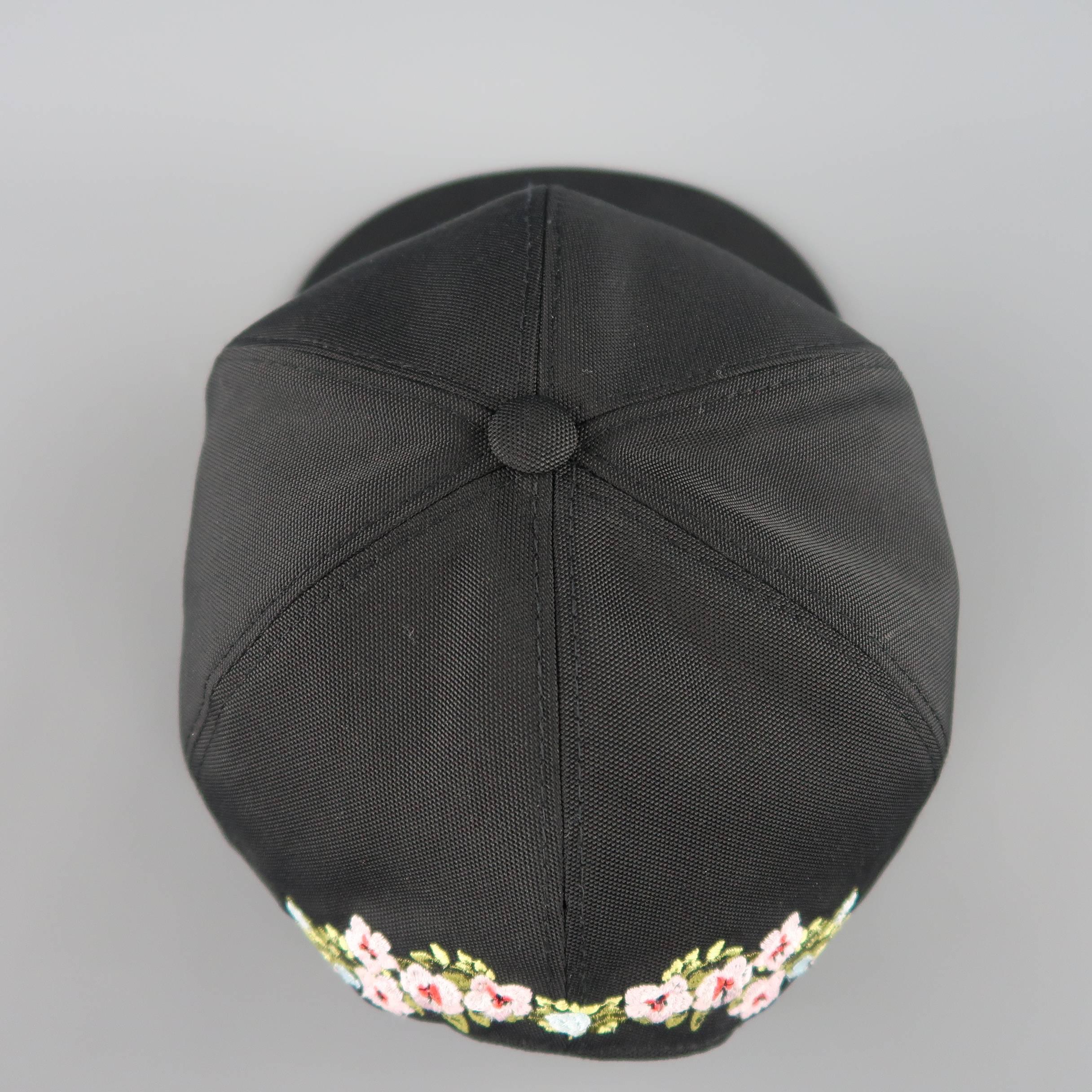 Women's or Men's Givenchy Black Canvas Pink Logo Floral Embroidered Snap Back Cap