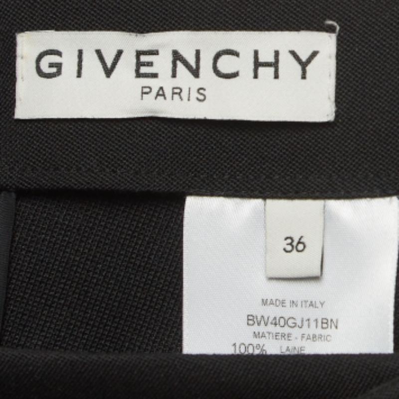 Nero Givenchy - Mini gonna asimmetrica in gabardina con cintura a catena nera S in vendita