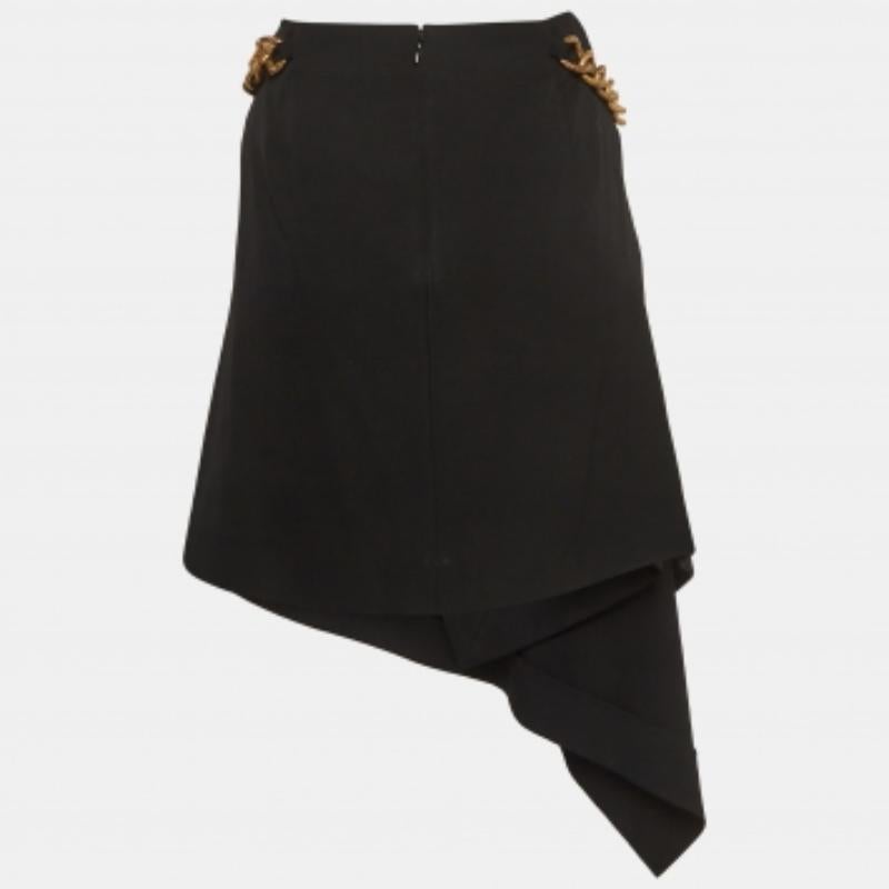 Donna Givenchy - Mini gonna asimmetrica in gabardina con cintura a catena nera S in vendita