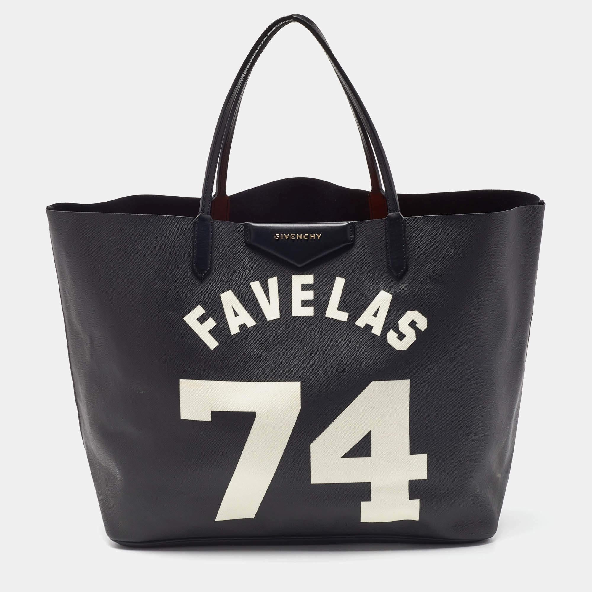 Givenchy Black Coated Canvas and Leather Favelas 74 Shopper Tote 11