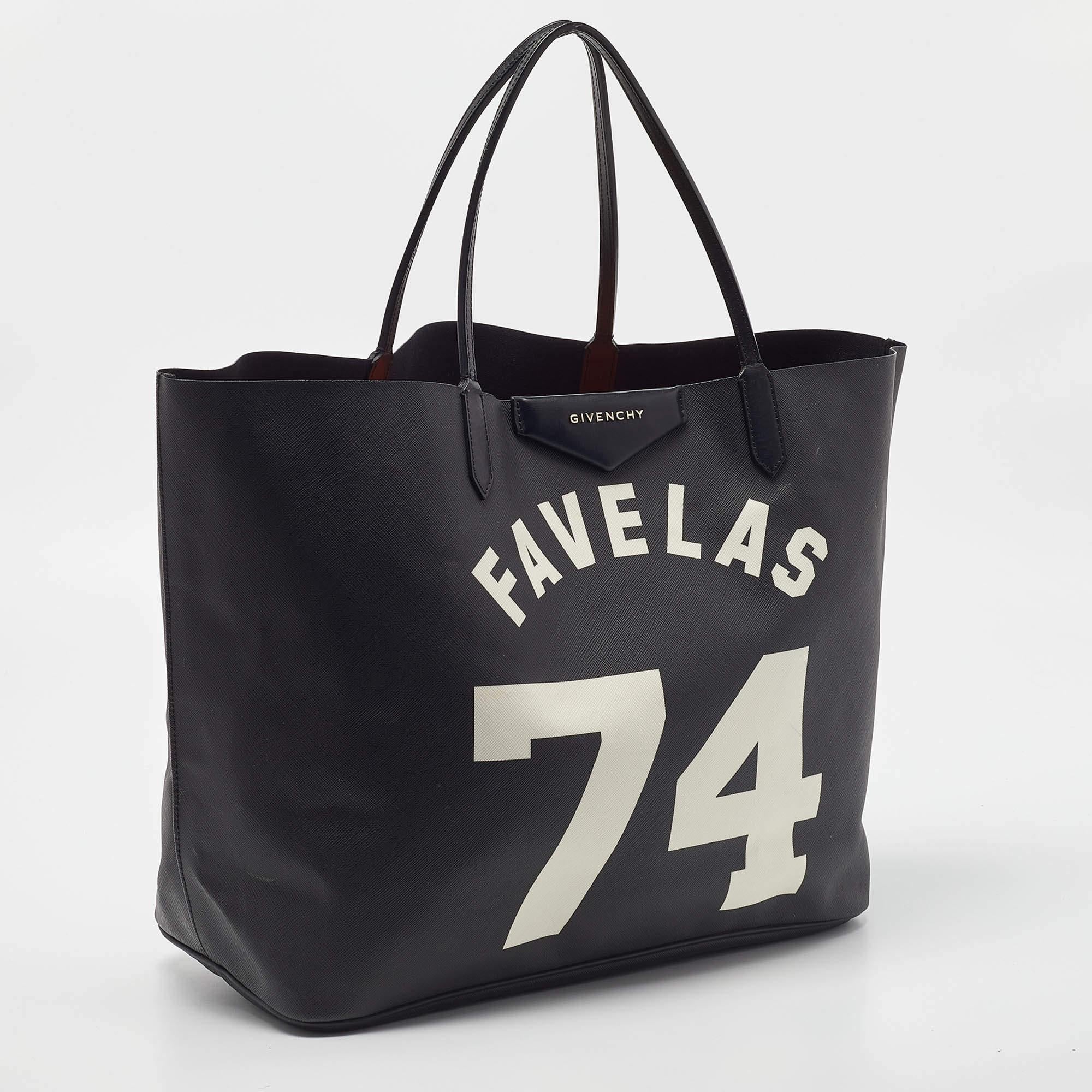 Women's Givenchy Black Coated Canvas and Leather Favelas 74 Shopper Tote