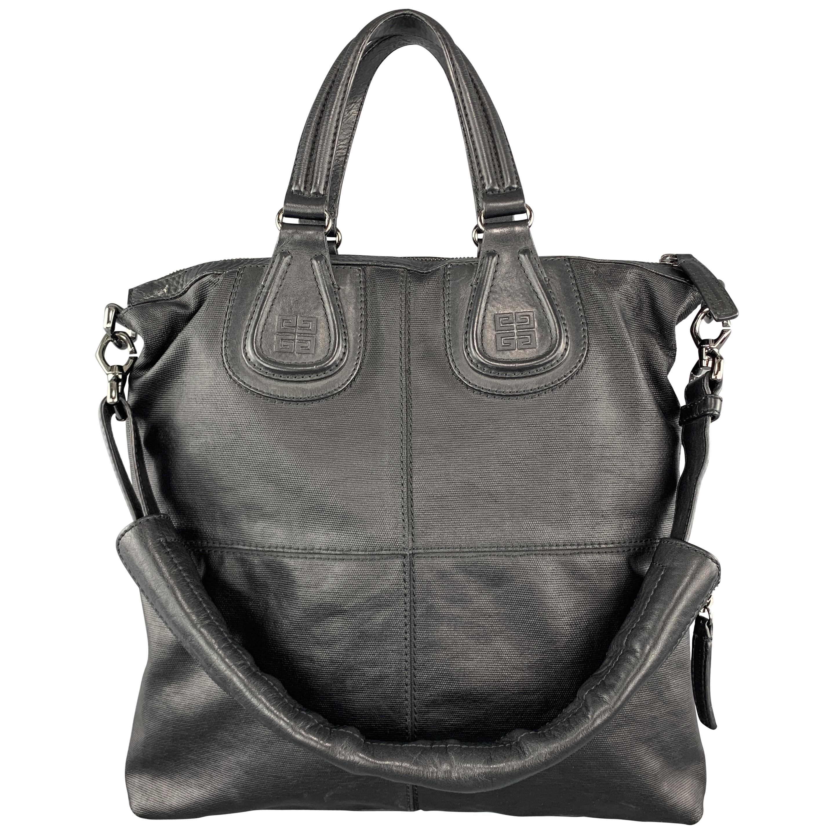 GIVENCHY Black Coated Canvas & Leather North South Nightingale Bag