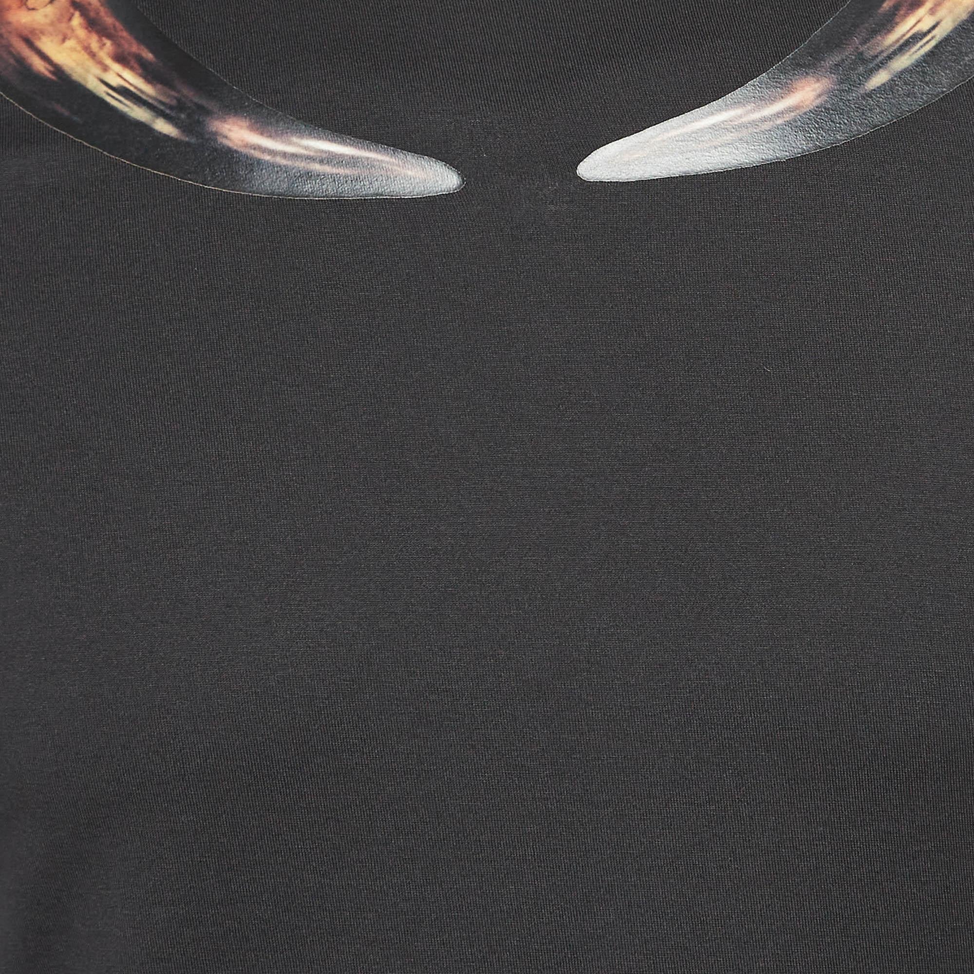 Givenchy Black Collar Horns Cotton T-Shirt XS In Excellent Condition In Dubai, Al Qouz 2