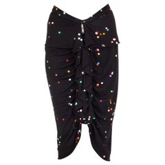 GIVENCHY black CONFETTI DOTS SILK CREPE JERSEY Knee Length Skirt S