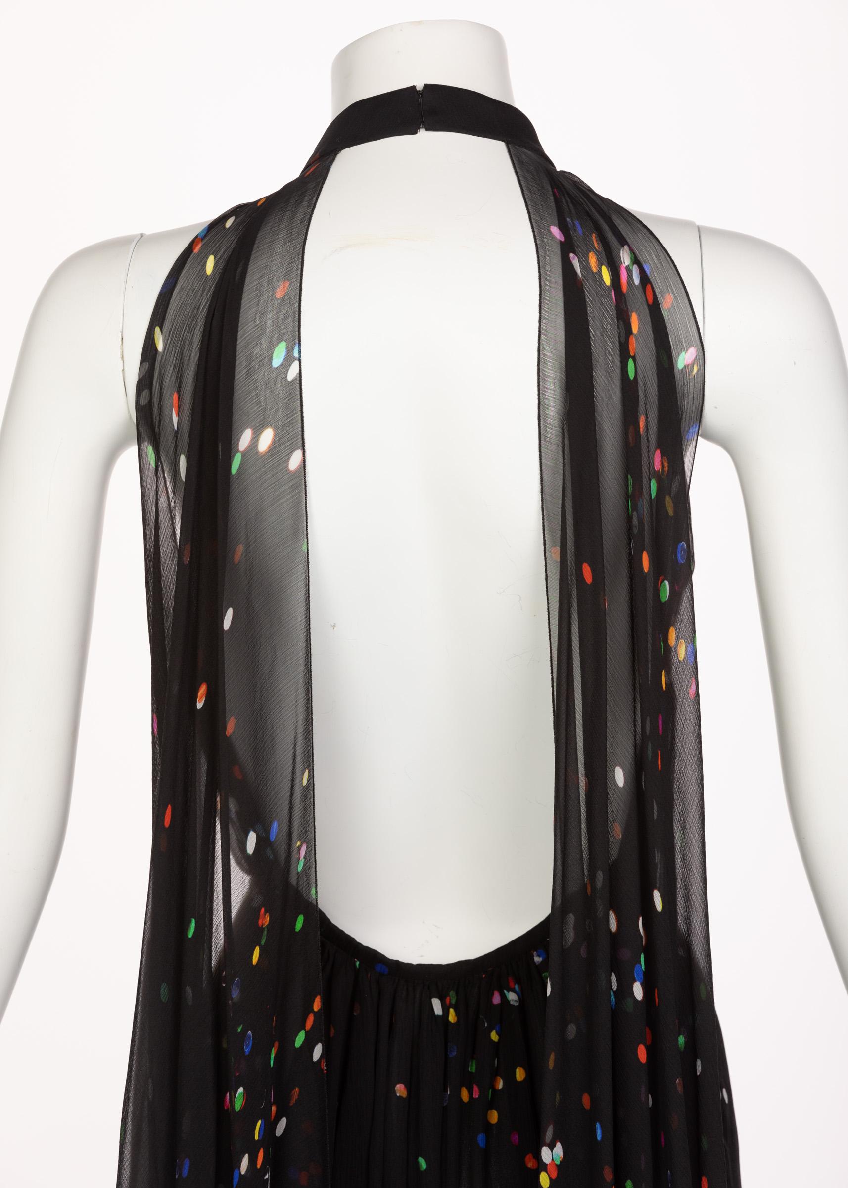 Givenchy Black Confetti Print Silk Cut-Out Back Gown, 2014 5