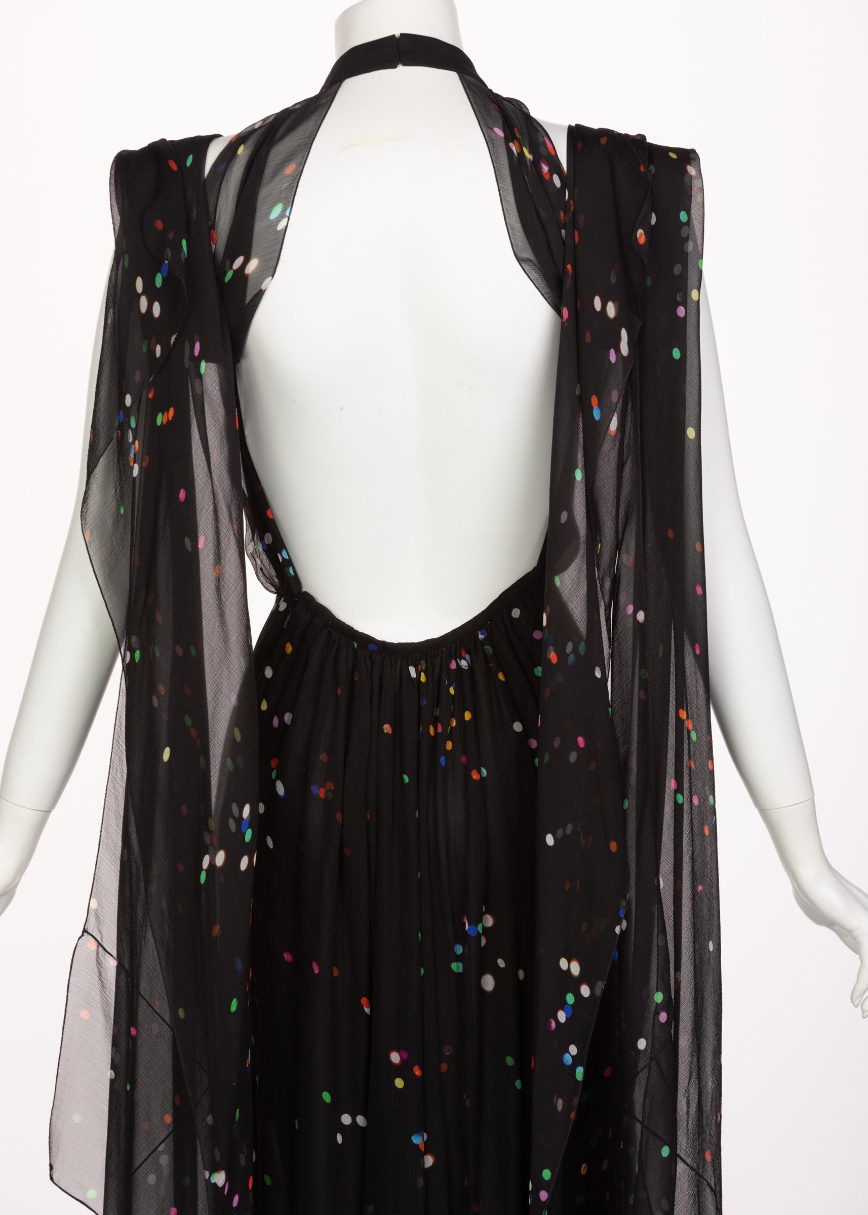Givenchy Black Confetti Print Silk Cut-Out Back Gown, 2014 3