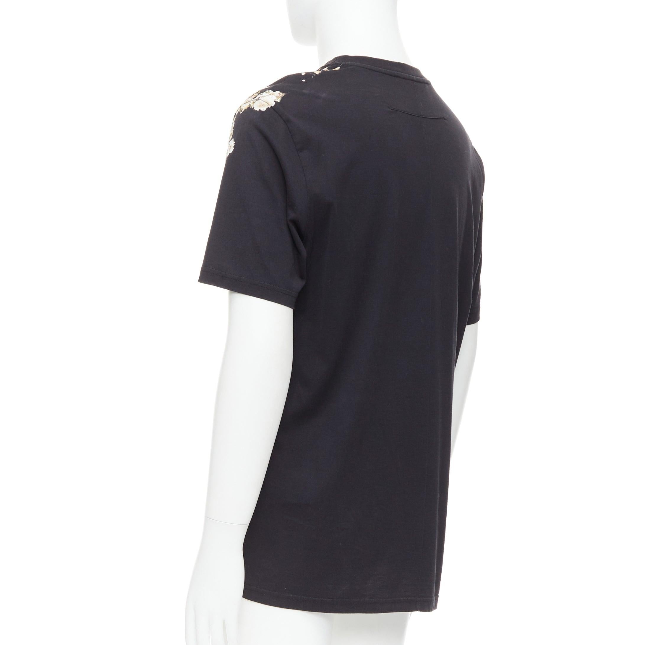 GIVENCHY - Tshirt in cotone nero con stampa floreale, S in vendita 1