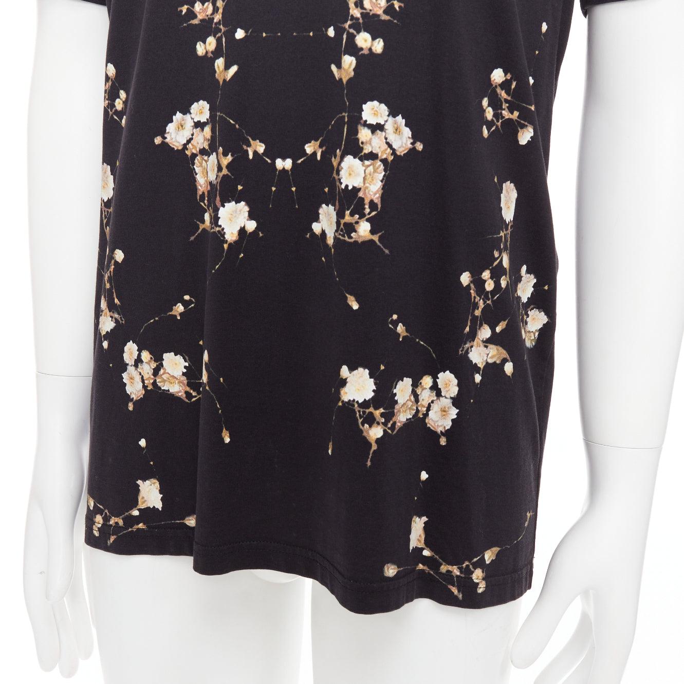 GIVENCHY - Tshirt in cotone nero con stampa floreale, S in vendita 2
