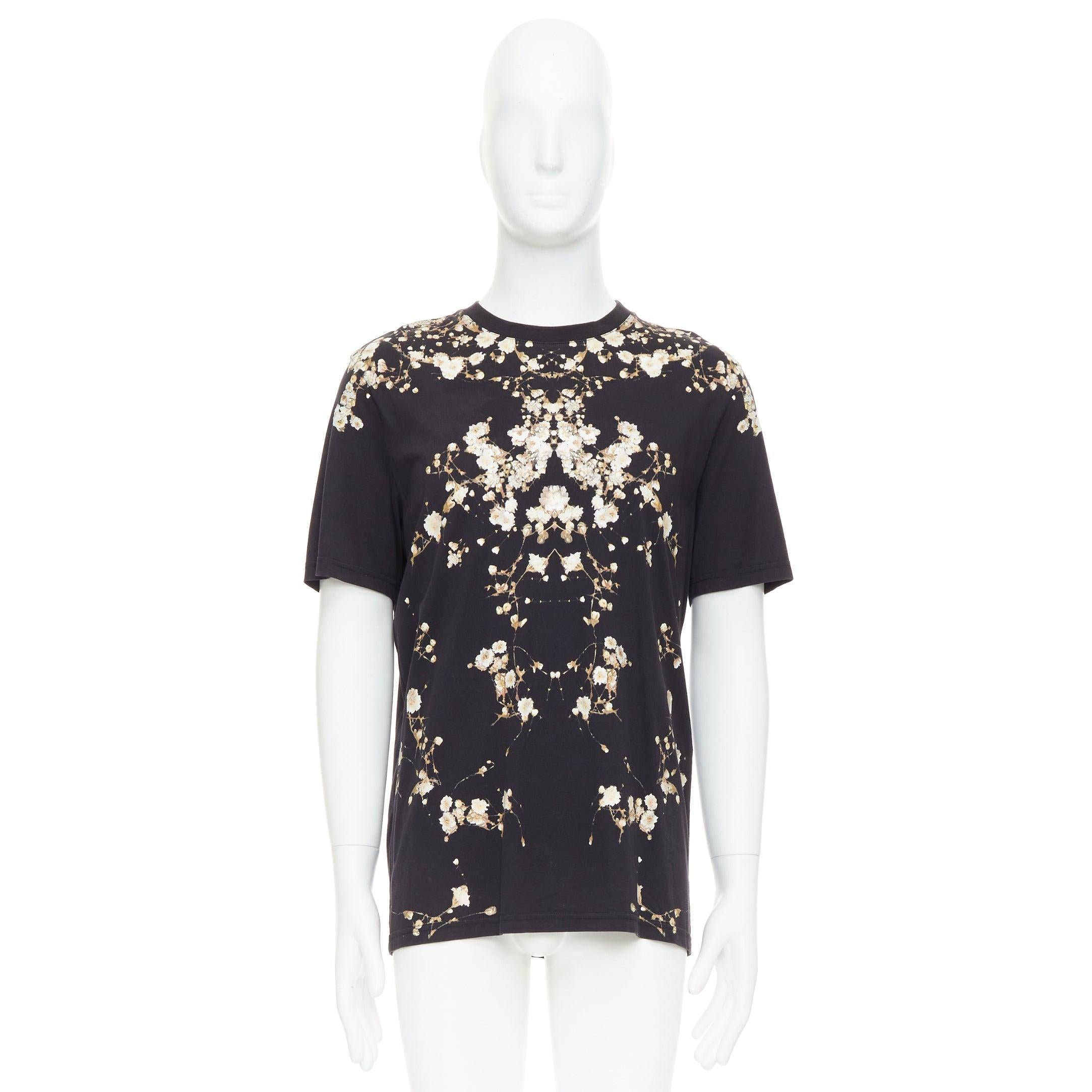 GIVENCHY - Tshirt in cotone nero con stampa floreale, S in vendita 4