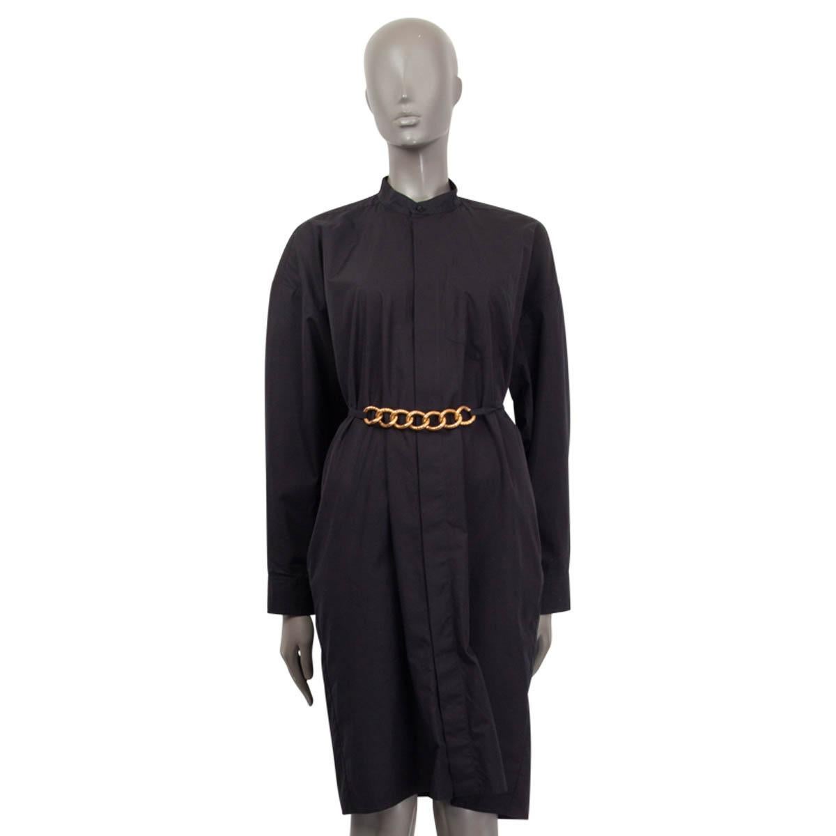 Black GIVENCHY black cotton CHAIN BELTED OVERSIZED SHIRT Dress 36 XS For Sale