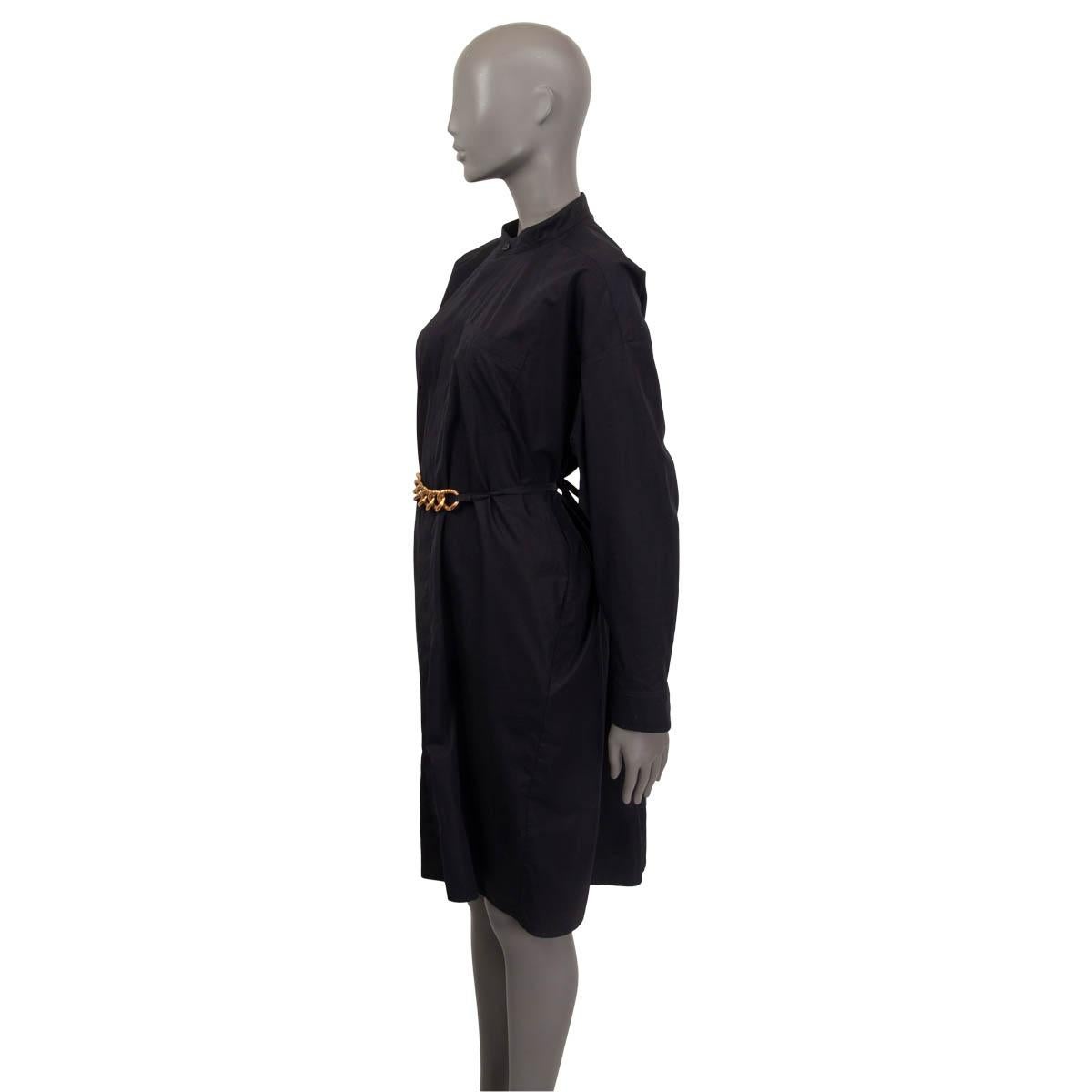 Women's GIVENCHY black cotton CHAIN BELTED OVERSIZED SHIRT Dress 36 XS For Sale