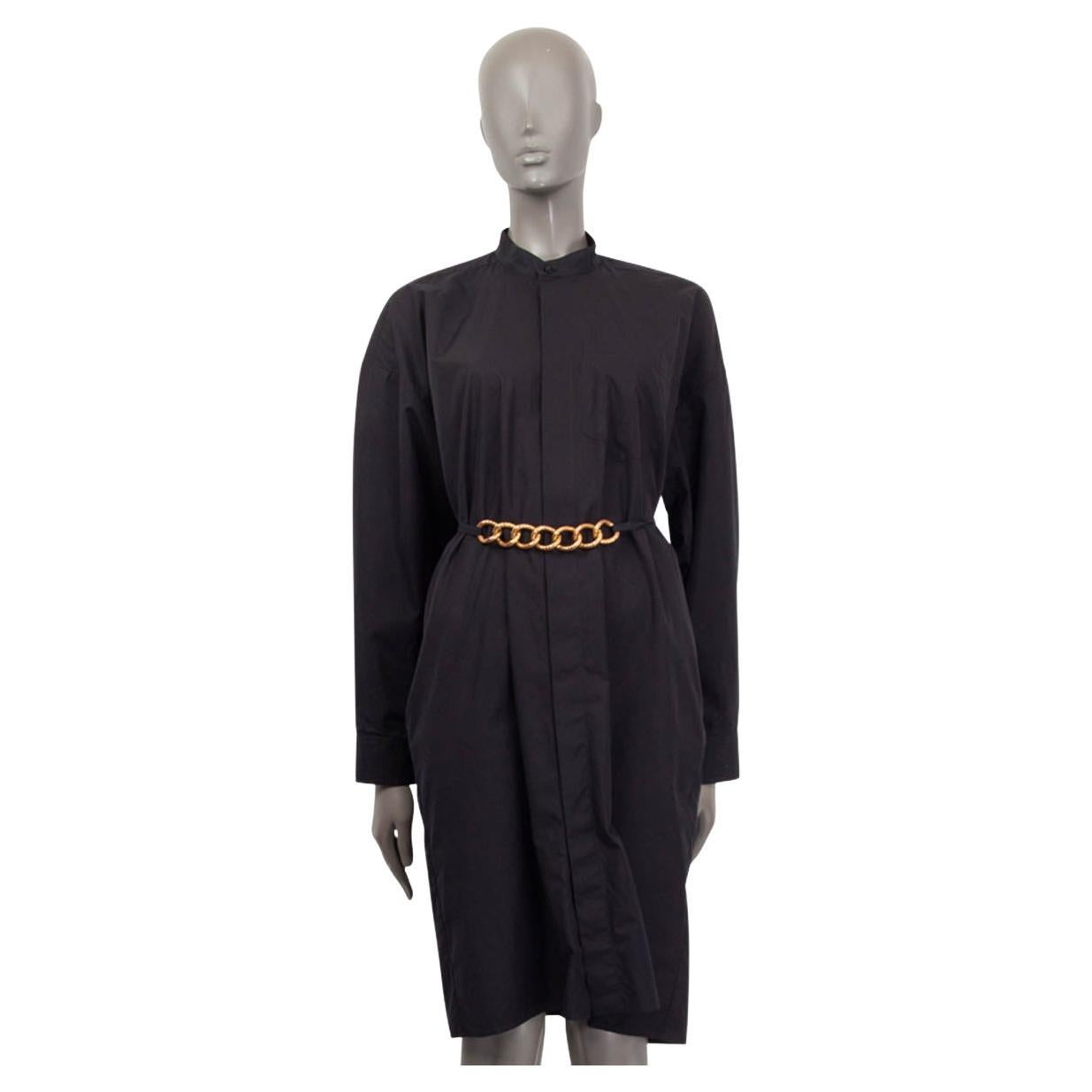 GIVENCHY black cotton CHAIN BELTED OVERSIZED SHIRT Dress 36 XS For Sale