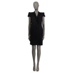 GIVENCHY abito a maniche corte in cotone nero a doppio petto 42 L