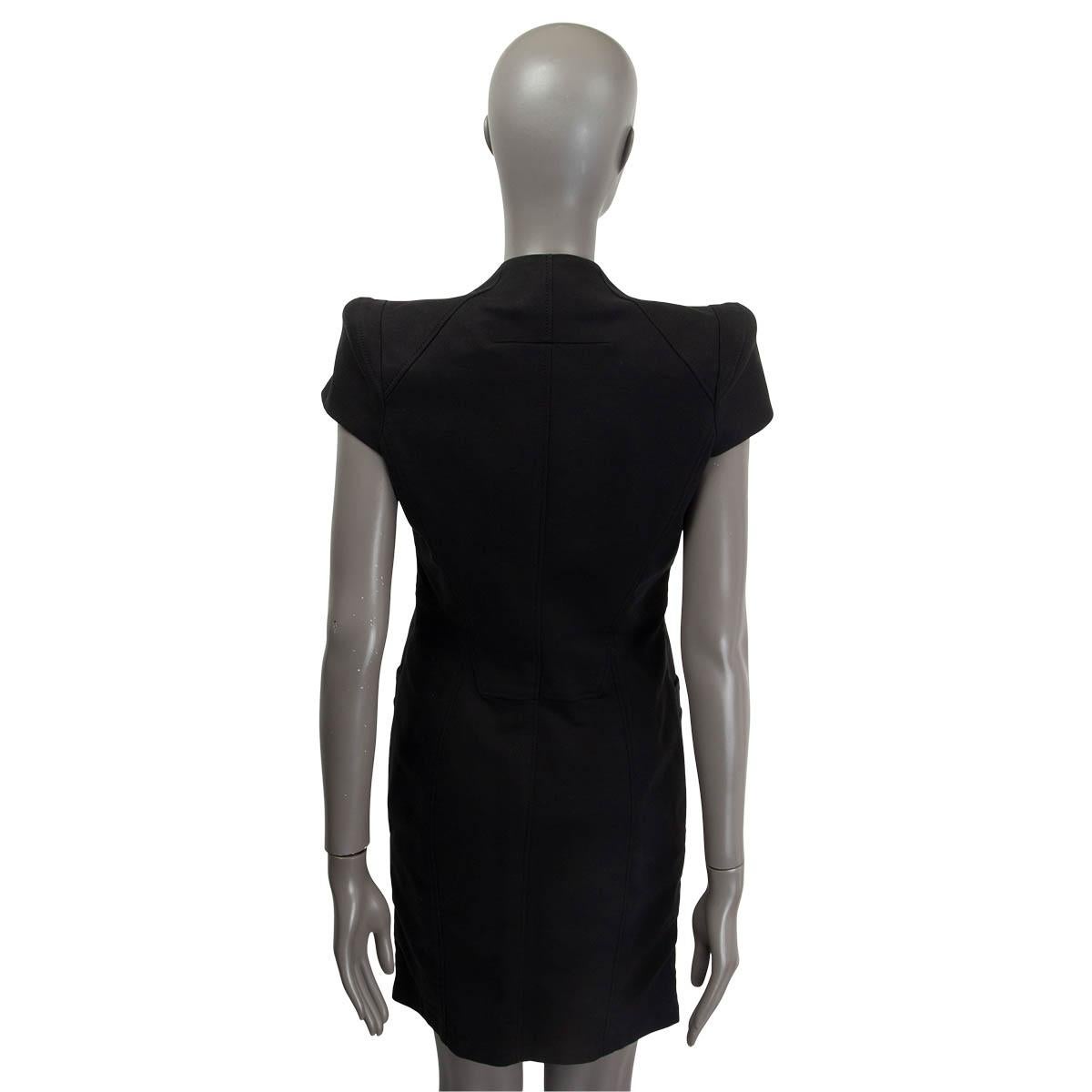 Black GIVENCHY black cotton DOUBLE BREASTED Short Sleeve Dress 42 L For Sale