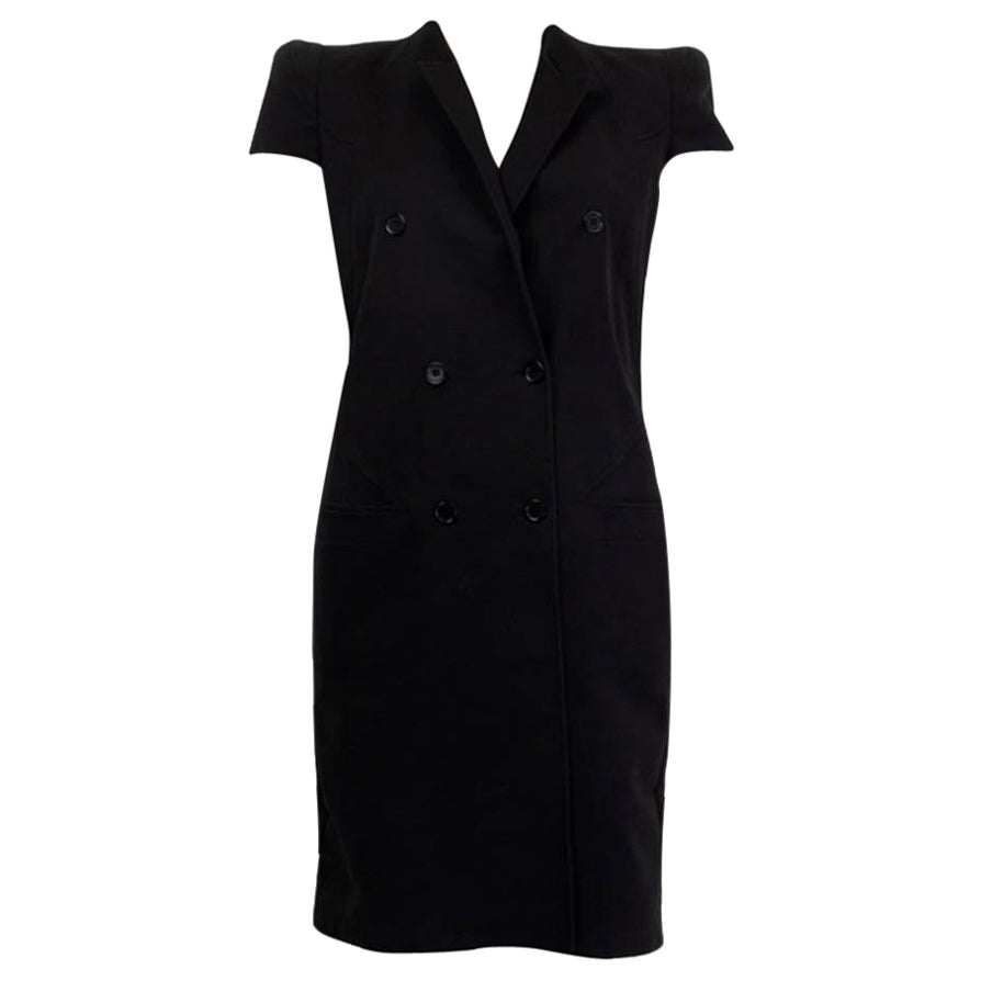 GIVENCHY abito a maniche corte in cotone nero a doppio petto 42 L