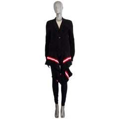 GIVENCHY black cotton DRAPED STRIPED Cardigan Sweater S
