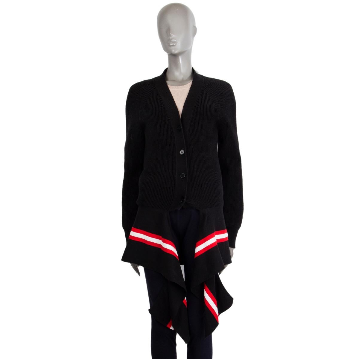 GIVENCHY black cotton DRAPED STRIPED Cardigan Sweater S For Sale 1