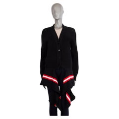 GIVENCHY black cotton DRAPED STRIPED Cardigan Sweater S
