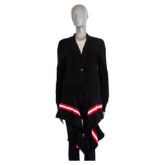 GIVENCHY algodón negro DRAPED STRIPED Cardigan Jersey S