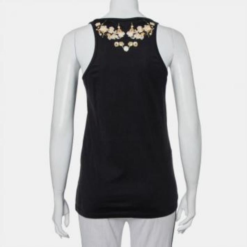 Givenchy Black Cotton Floral Printed Tank Top S For Sale 6
