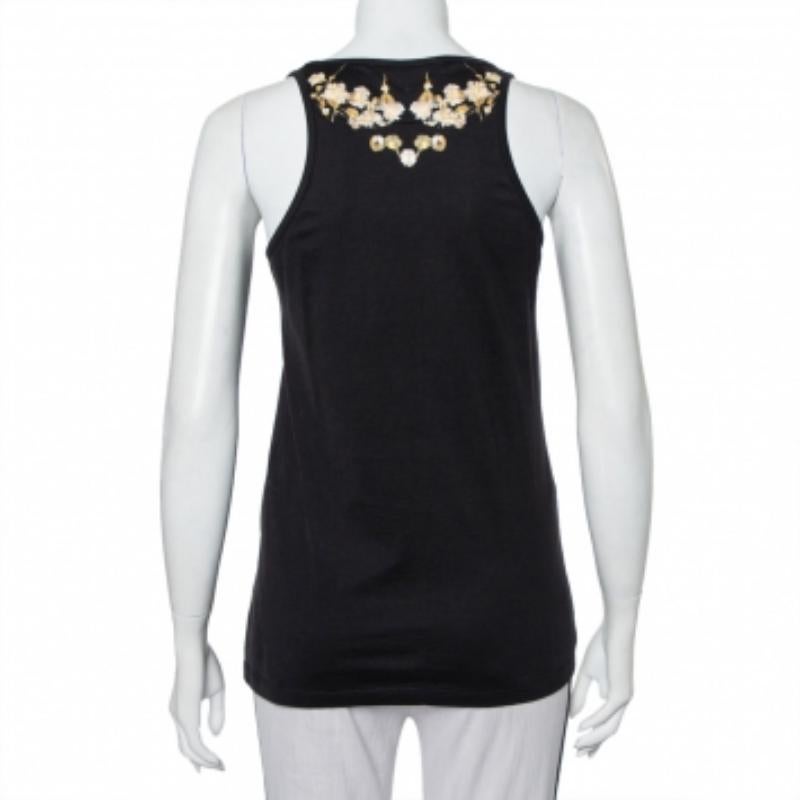 Women's Givenchy Black Cotton Floral Printed Tank Top S For Sale