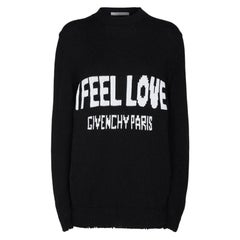 GIVENCHY black cotton I FEEL LOVE Crewneck Sweater XS