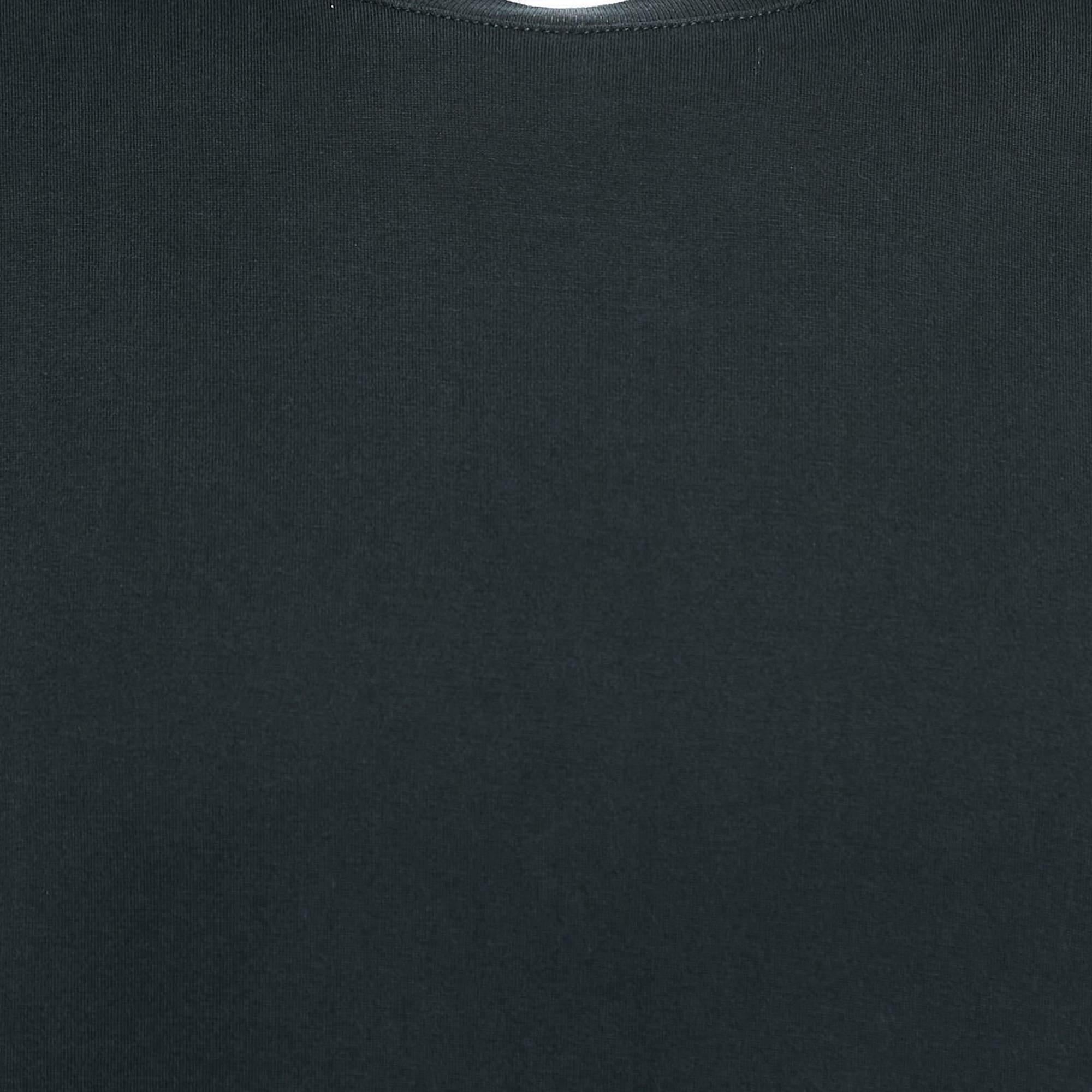 Women's Givenchy Black Cotton Knit Logo Tape Trim Crew Neck T-Shirt XL For Sale