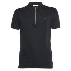 Givenchy Black Cotton Knit Zip Detailed Short Sleeve Polo T-Shirt L