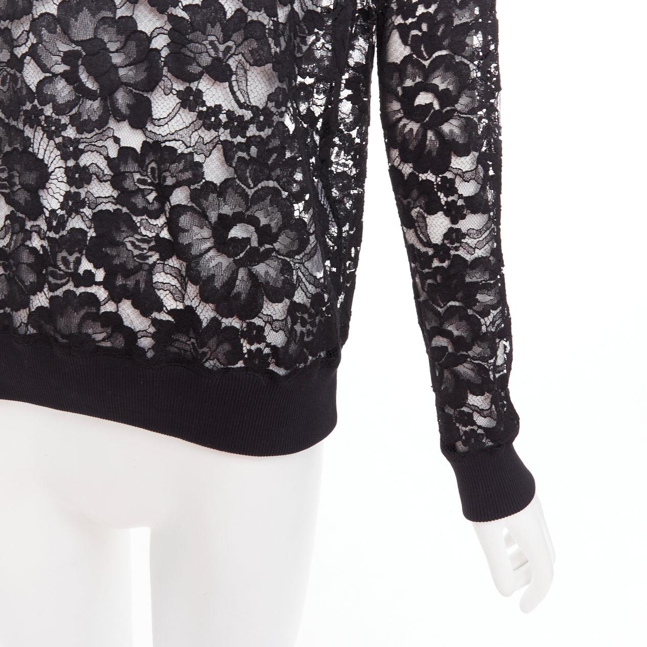 GIVENCHY black cotton lace gold zip pullover sweater FR40 L For Sale 2