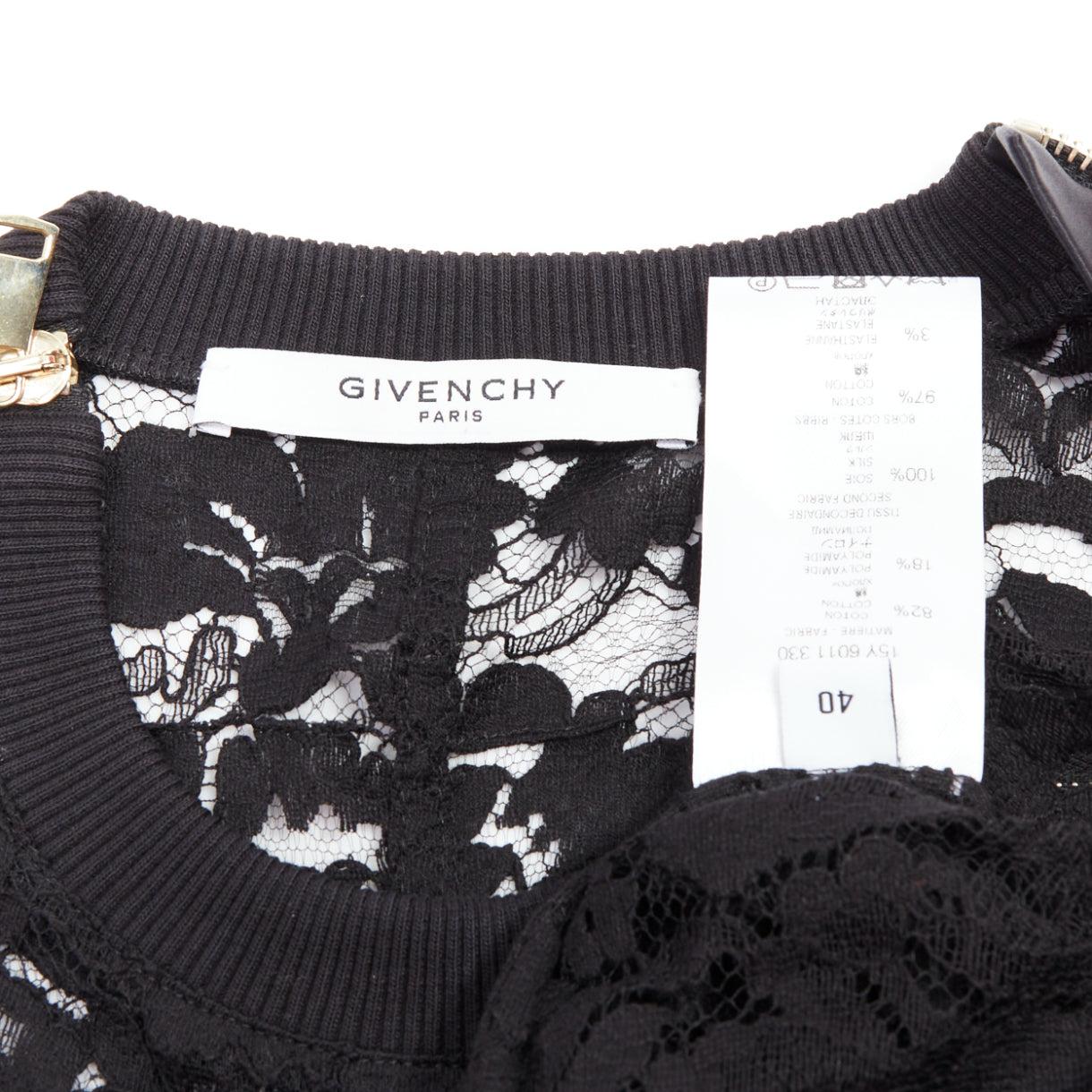 GIVENCHY black cotton lace gold zip pullover sweater FR40 L For Sale 3