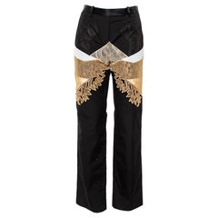 Givenchy Hose mit geradem Bein aus schwarzer Baumwolle und Spitze, M