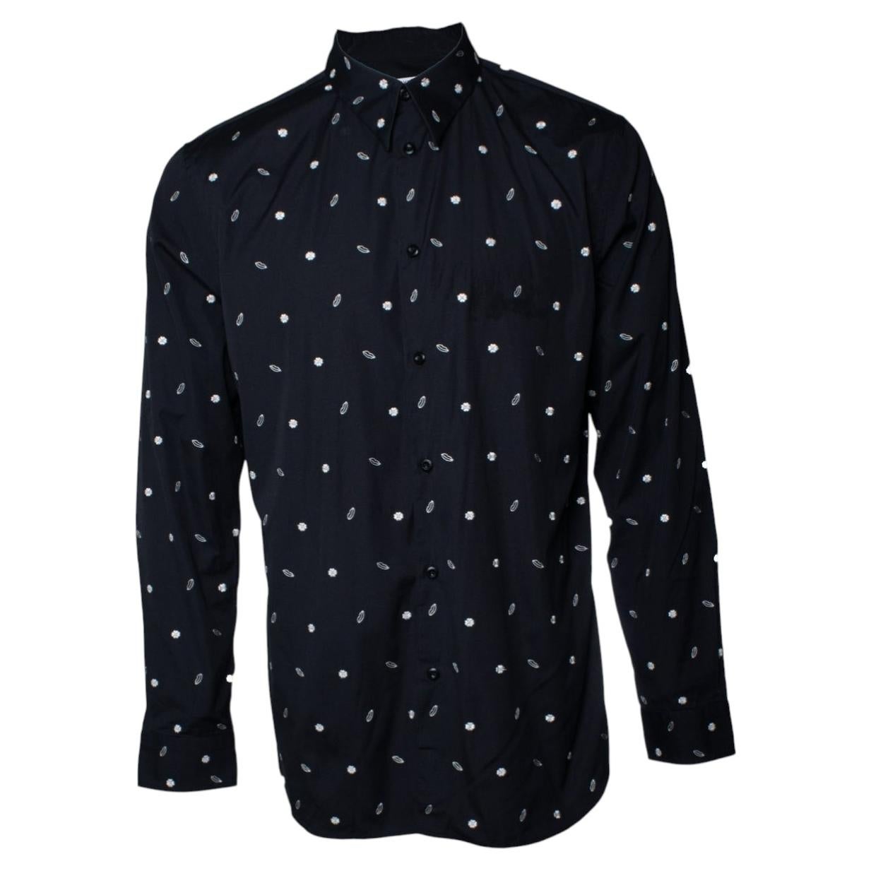Givenchy, Chemise brodée à lèvres en coton noir