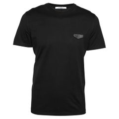 Givenchy Black Cotton Logo Applique Detail Short Sleeve T-Shirt L