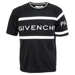 Givenchy Black Cotton Logo Embroidered Short Sleeve T-Shirt M