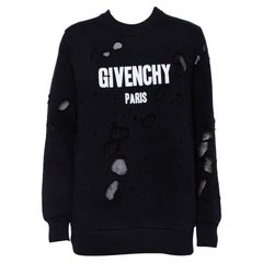 Givenchy - Sweat-shirt en coton noir délavé avec logo imprimé S