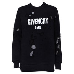 Givenchy Black Cotton Logo Printed Distressed Sweatshirt S