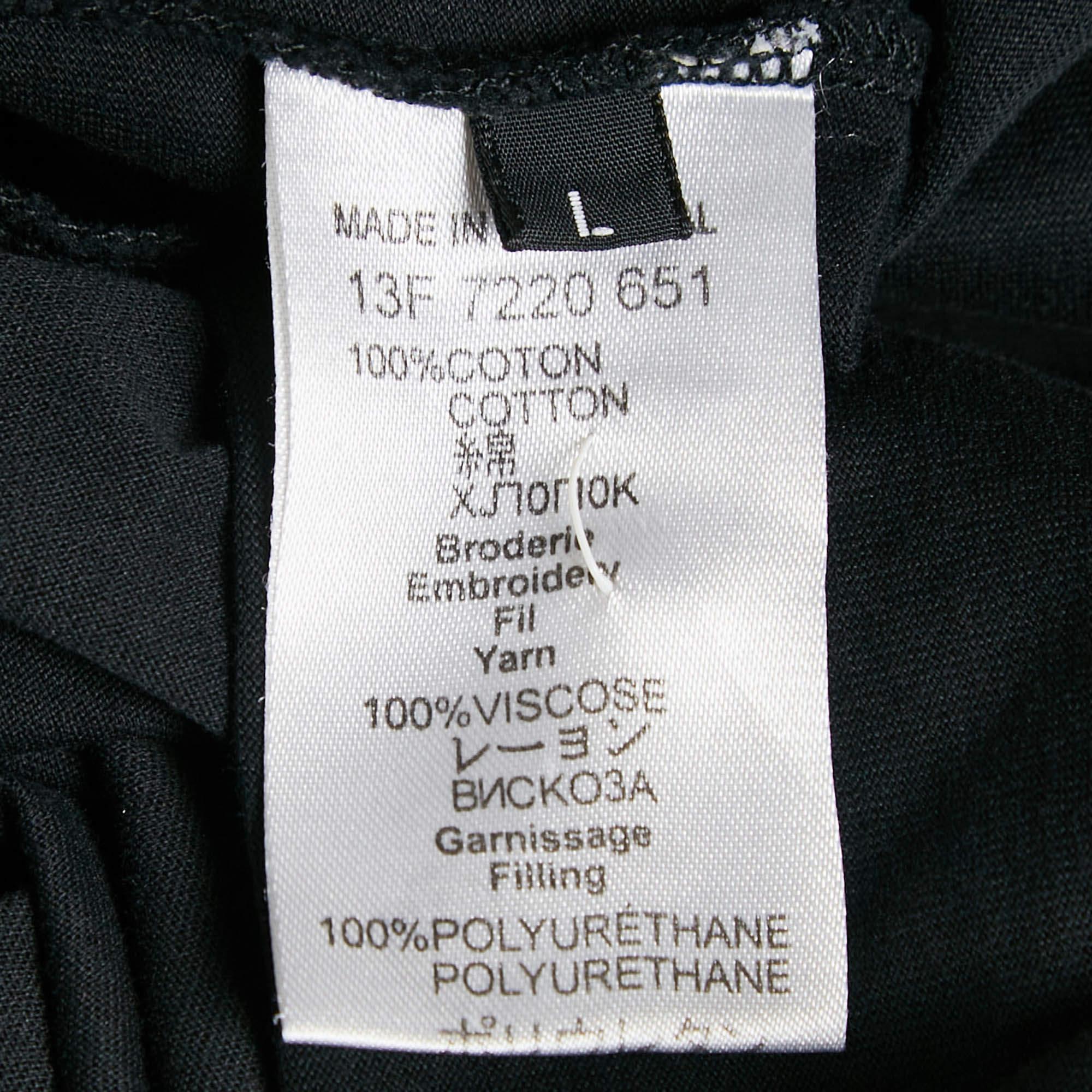 Givenchy Black Cotton Star Quilt Detail T-Shirt L 3